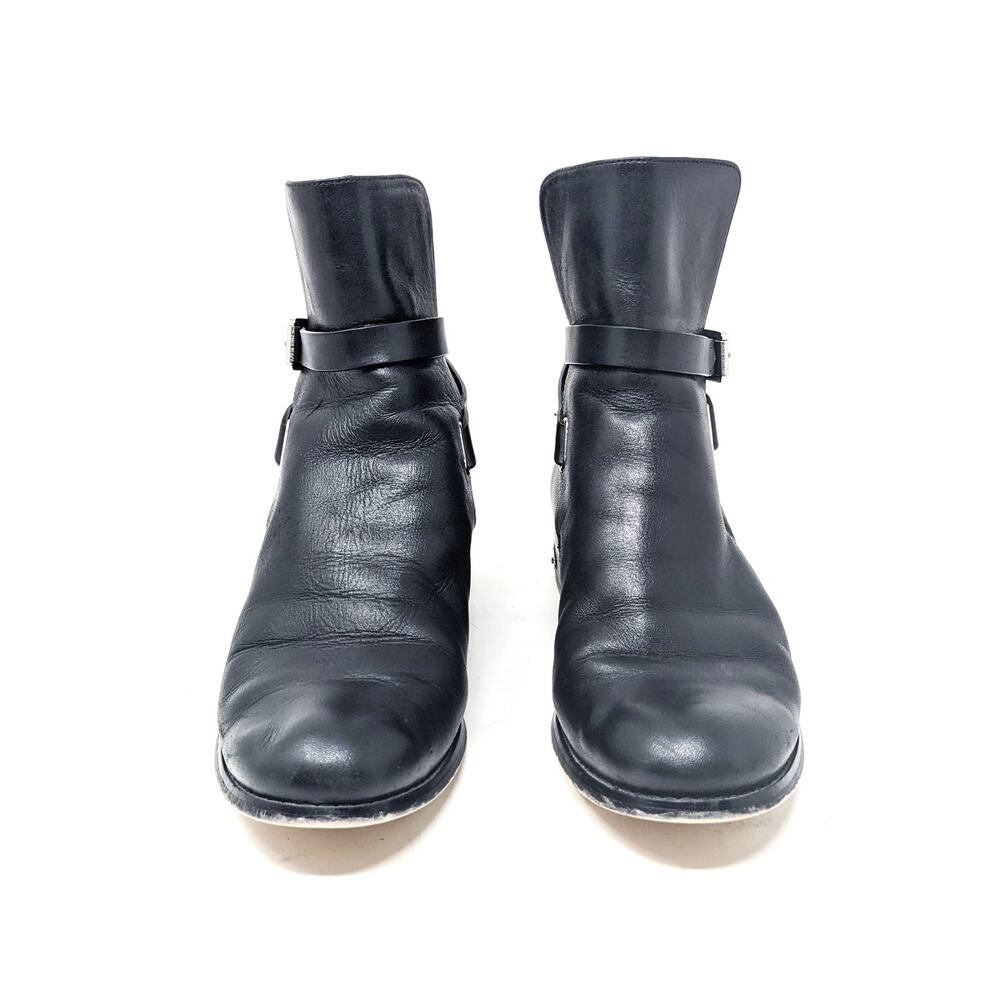 Michael Kors Shoes Womens 8 Leather Boots Black Buckle Ankle Booties Moto - Picture 5 of 9
